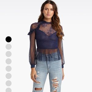 BARDOT LACE BLOUSE IN BLUE CRUSH